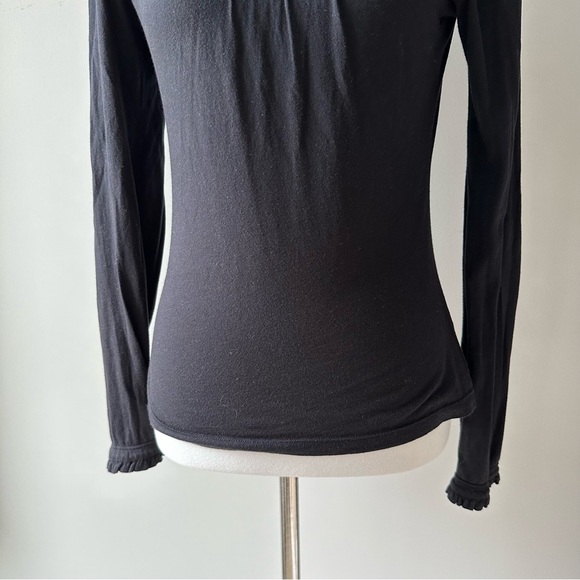 Deletta Black Ruffle Long Sleeve Lightweight Shirt Size Small - Picture 4 of 9